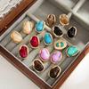 Salircon 8 Colors Classic Irregular Inlaid Resin Stud Earrings Women Vintage Geometry Acrylic Piercing Earrings Fashion Jewelry