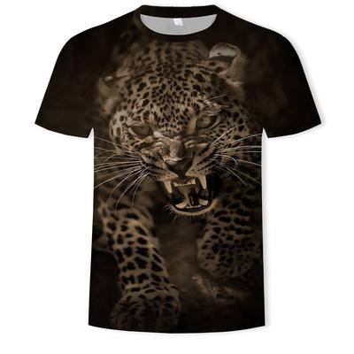 Zomer Leeuw Tijger 3D Digitale Print Tee Top Heren Ronde Hals Los T-shirt met korte mouwen