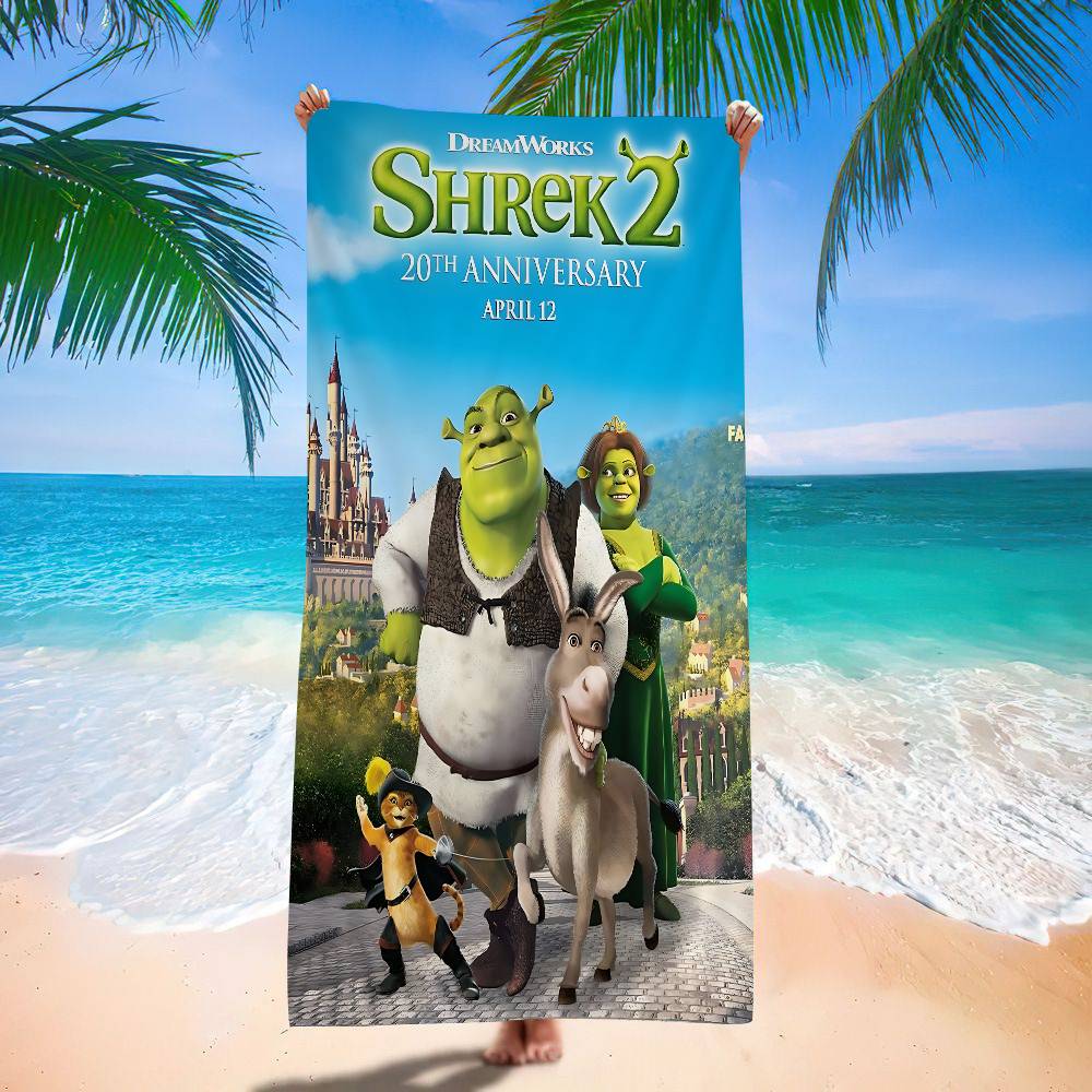 Klassiek Schattig Cartoon S-Shrek Grote Microvezel Strandlakens Sneldrogend Handdoek Zand Strandlakens Zwembad Handdoek Voor Reizen Zwembad Yoga W50*H100(CM)