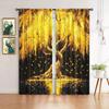 Set Of 2 Golden Willow Tree Curtains Polyester Living Room Window Decor Home Curtain Blackout For Made With Rod Pocket