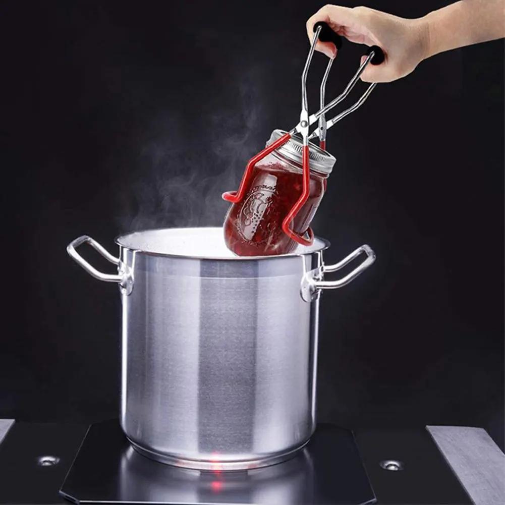 Stainless Steel Canning Jar Lifter with Grip Handle Can Lifter Tongs Jar Clip Heat Resistance Anti-clip Glass Tong for Kitchen
