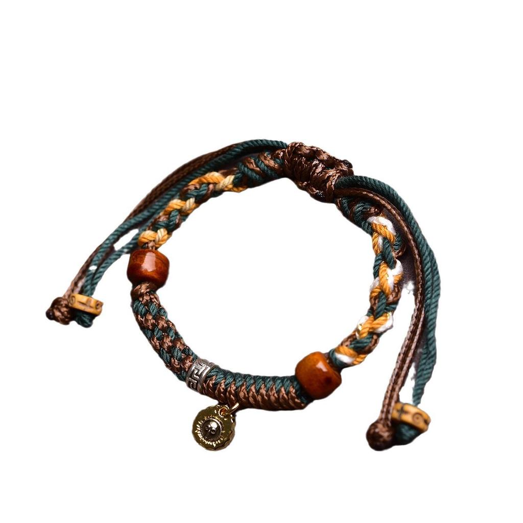 Colorful Tibetan Ethnic Style Adjustable Handmade Leather Cord Bracelet for Couples