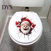 Removable PVC Mural Christmas Toilet Sticker, Funny Santa Claus Lid Tank Decals Self-Adhesive 3D Hole Waterproof Decal for Bathroom Decoration Festive