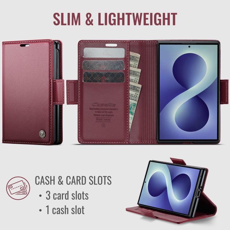 Luxury Magnetic Leather Wallet Card Slot Phone Case for Samsung Galaxy Z Fold 8 Ultra 7 6 5 Wireless Charging Flip Stand Cover