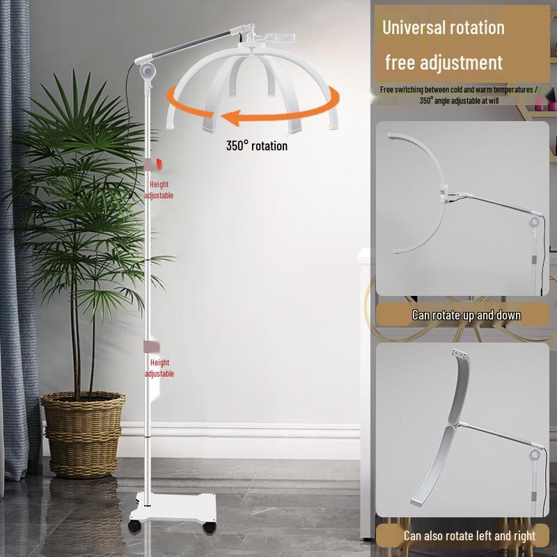 25-Inch Dual-Use Beauty Lamp for Lashes & Nails with 28-Inch Wheeled Arm for Eyebrows, Half-Moon Design