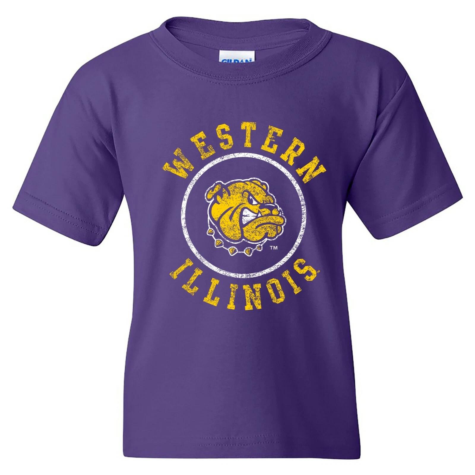 Western Illinois Leathernecks Distressed Circle Logo Youth T-Shirt - Purple 3XL
