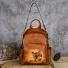 Top Grain Cowhide Retro Large Capacity Women's Backpack, Vegetable Tanned Leather Shoulder Bag, Handmade and Practical.
