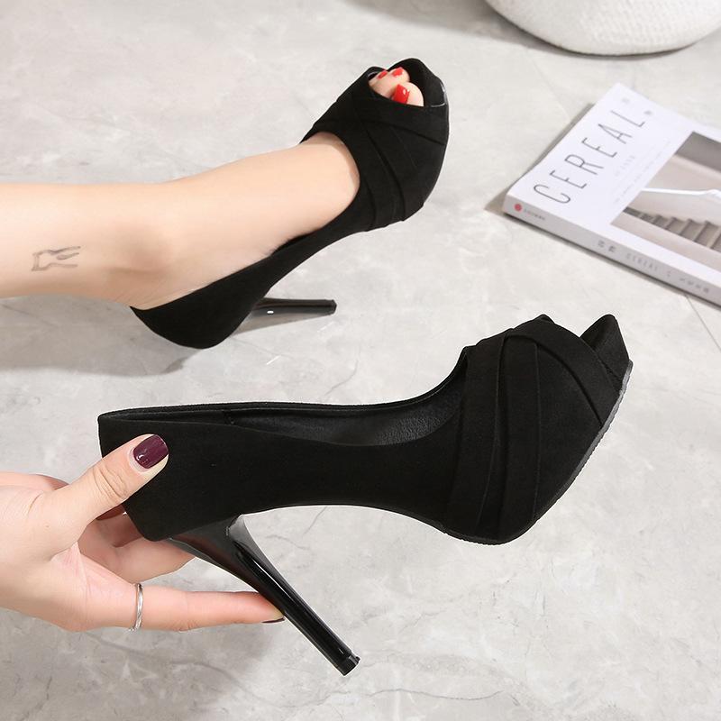 New Exquisite 10cm Ultra High Heel Women's Shoes Shallow Mouth Fish Mouth Casual Sandals Sexy Nightclub Banquet Dancing Shoes