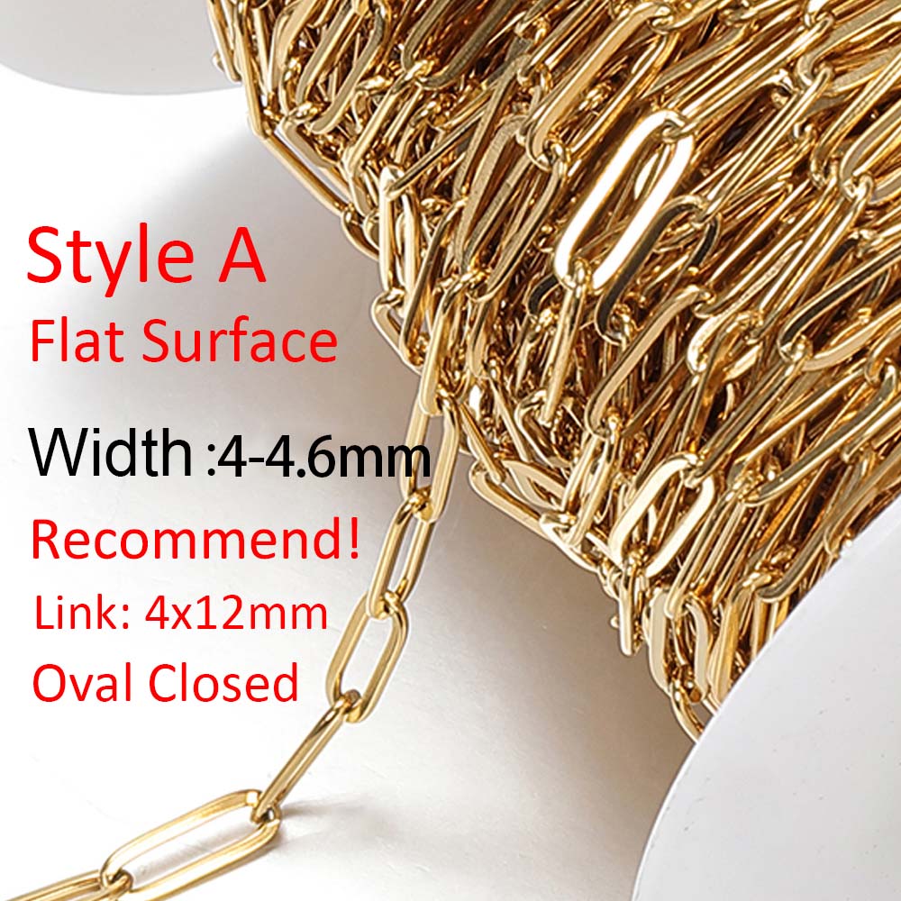 No Fade 1meter 4mm Stainless Steel Chain Cable Gold Chains for Necklace Bracelet Anklet Jewelry Making Components Wholesale DIY