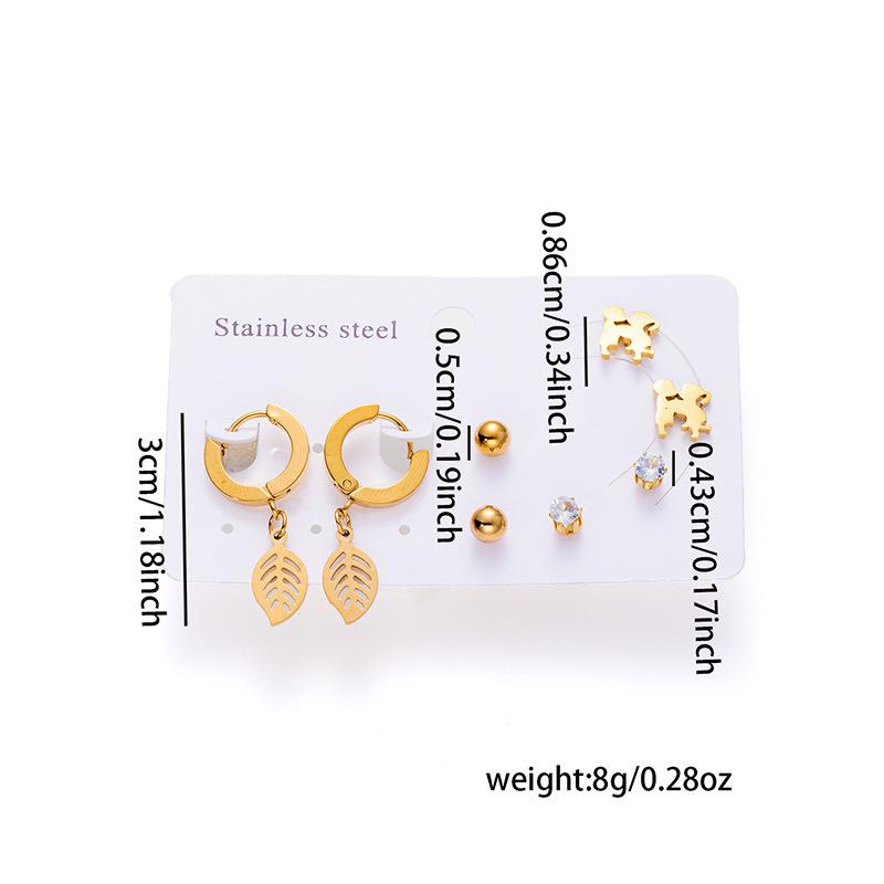 Versatile 18K Titanium Steel Earrings Set with Cross, Heart, and Butterfly Pendants
