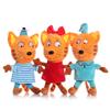 Russian My Family Three Happy Kittens Cats Plush Toy Cookie Candy Pudding Anime Cat Plush Soft Stuffed Toys