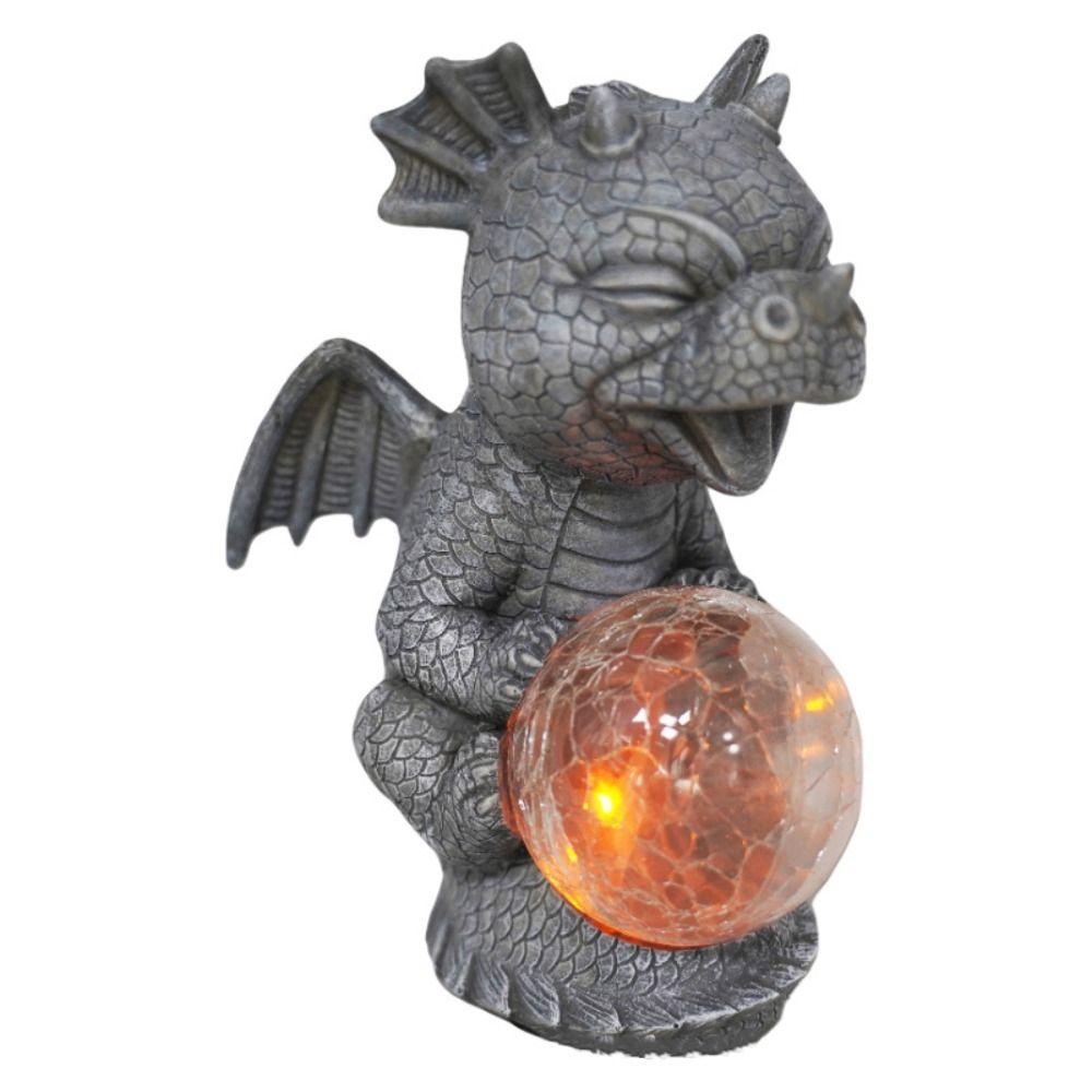 Cute Dinosaur Sculptures Light Resin Animal Statue Lamp Crafts Art Figurines Ornaments  Outdoor