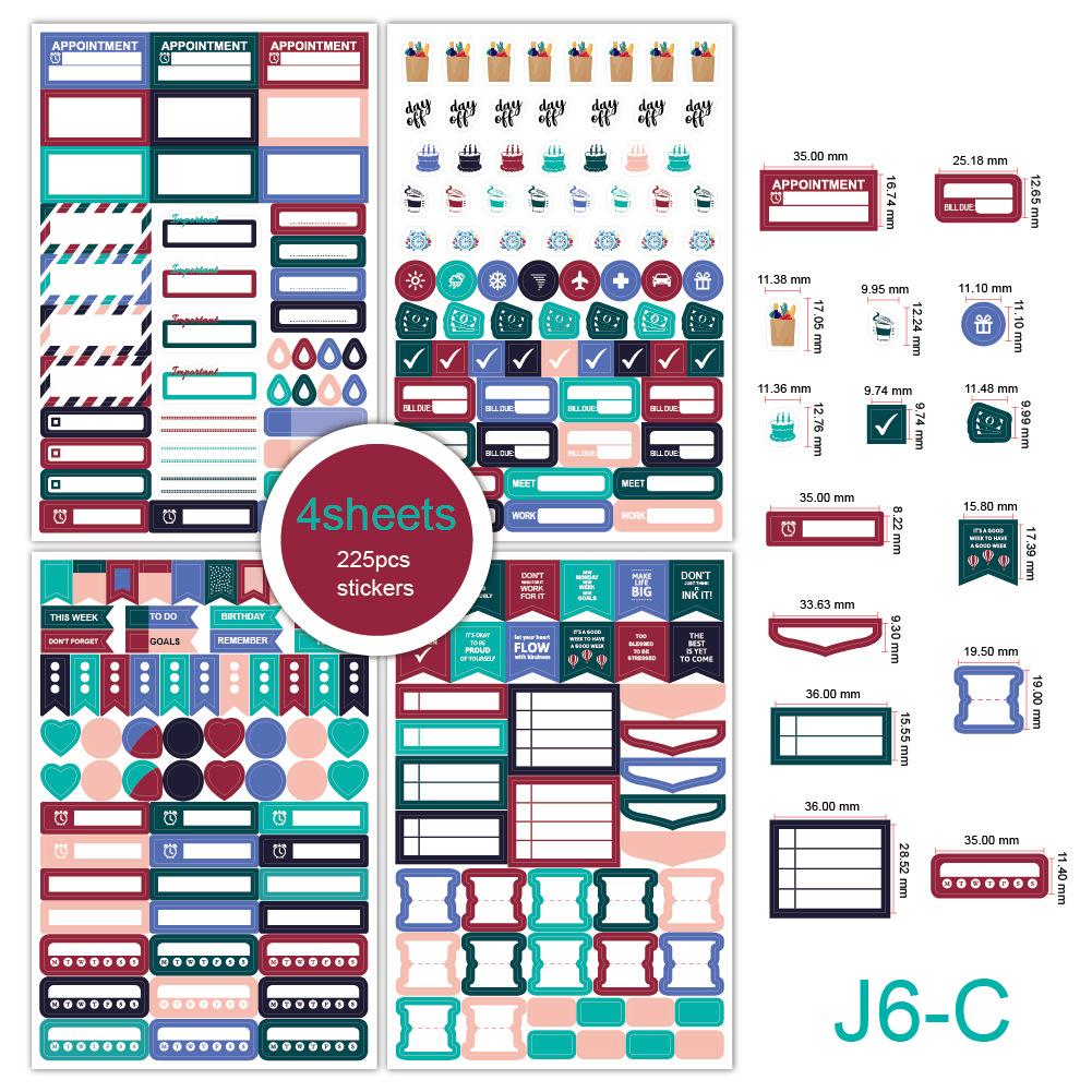 4/8 Planner Stickers Diary Accessories Stickers Notebook DIY Material Scrapbooking Stickers for Notebooks Creative Planning