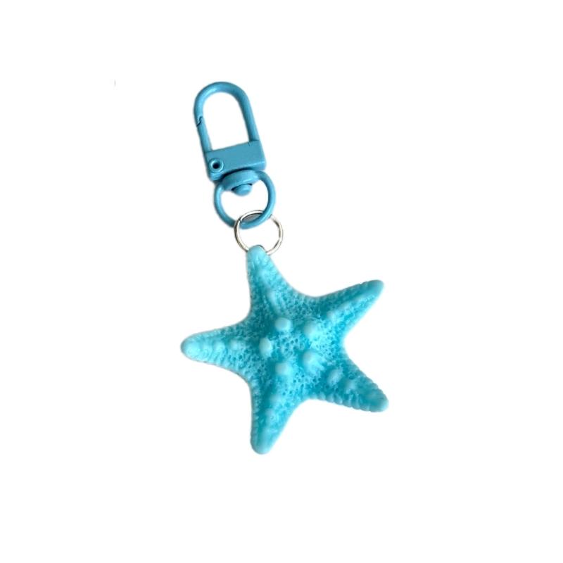 Pentagrams Pendant Keyring Colorful Starfish Shaped Keychain Handbag Charm Decoration Stylish Car Key Holder Ornament