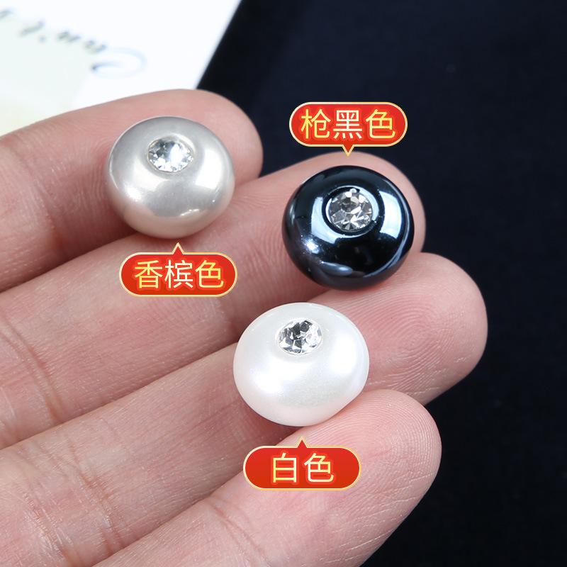 Pearl Shirt Buttons, Clothes With Diamond Round Buttons, High-End Blouses, Cardigans, Sweaters With Diamond White Buttons