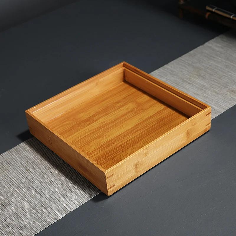 Полностью бамбуковая коробка для чая, коробка для блина чая пуэр, простой органайзер для хранения, многослойные коробки для чайных листьев, домашний подарок