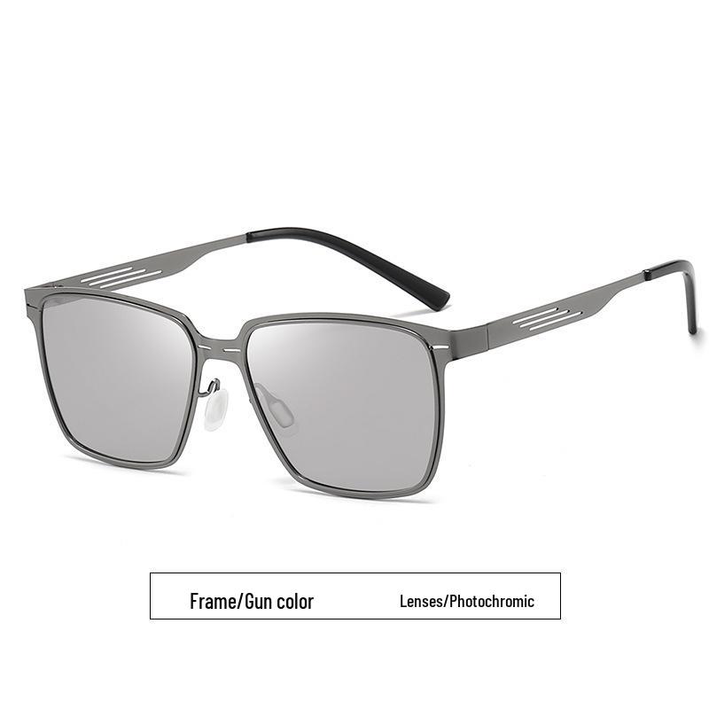 Men's Polarized Stainless Steel Square Sunglasses - Classic Retro Outdoor Driving, Fishing, and Cycling Glasses