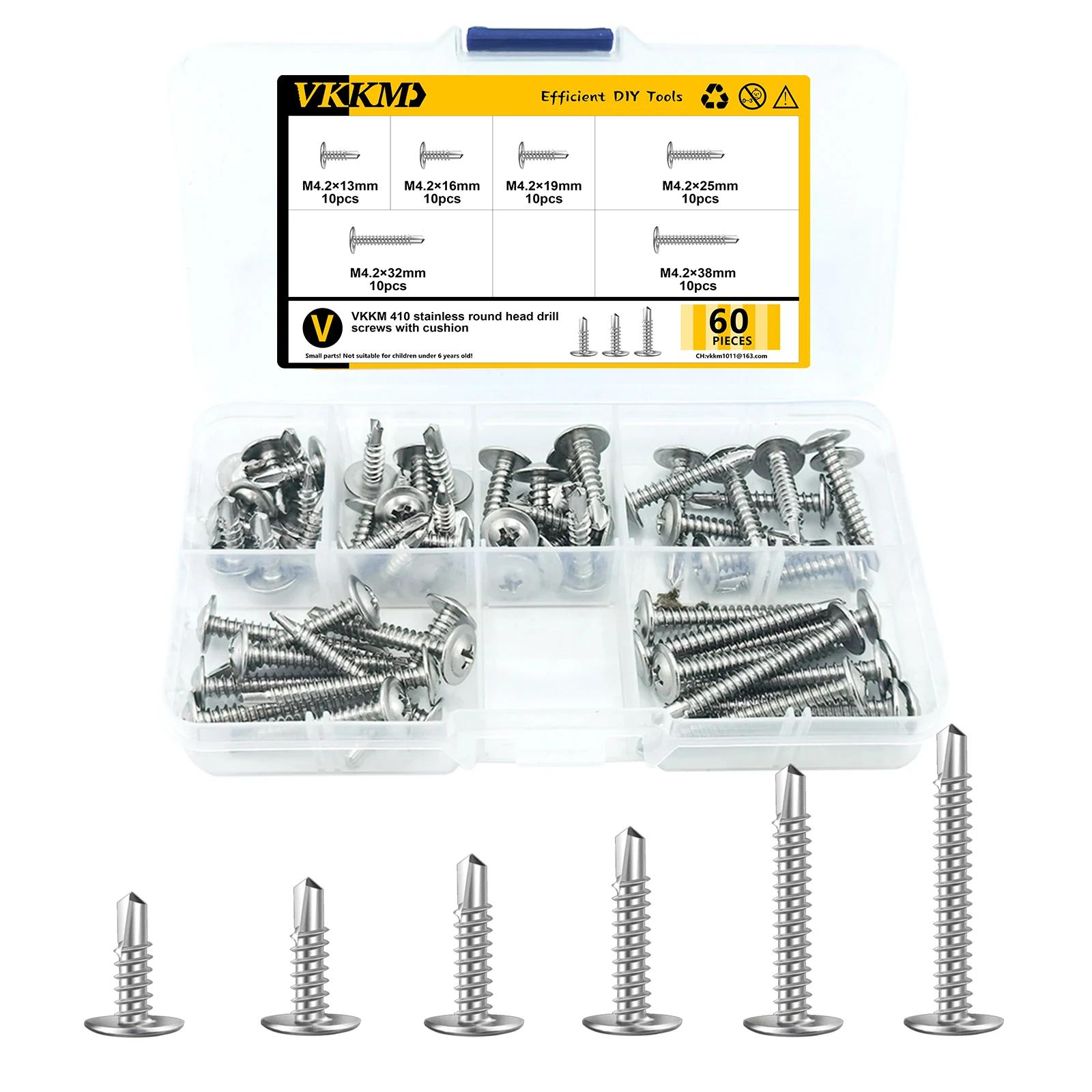 

VKKM - M4.2 Self Drilling Screws, 60 Pieces of 410 Stainless Steel, Long Coverage, Platform Selection, Reliable Fastening.
