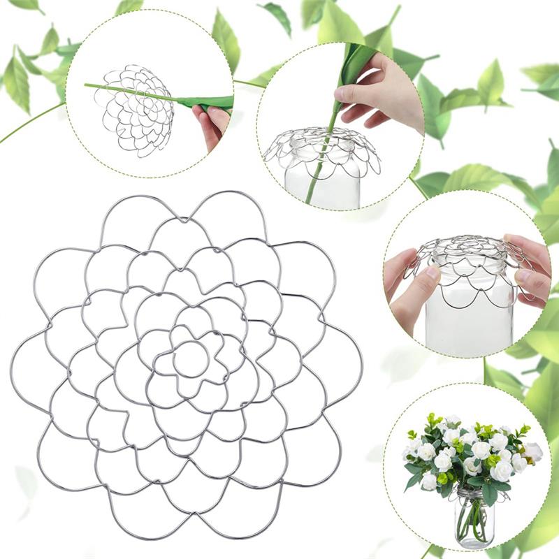 AEE2-6 Pcs Flower Arrangement Holder Flower Frog Wire Flower Arranging Tool Metal Flower Insert Lid Flower Grid
