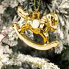 3PCS/set Small Rocking Horse With Lanyard Hanging Ornaments Xmas Tree Animal Pendant Home Party New Year Decoration