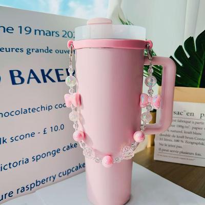 New Portable Water Bottle Handle Strap Holder For 6-10cm Cute Pink Bow Silicone Sling Suitable For Stanley 30oz/40oz Sippy Cup