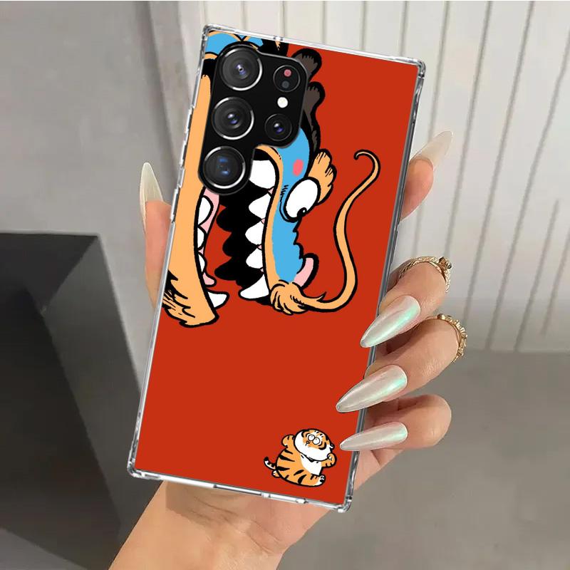 Cartoon Fat Tiger Phone Case for Samsung Galaxy S25 S24 S23 Ultra S22 S21 Plus S20 FE S10 + S10E S25U Soft Print Shell S24 S23 S
