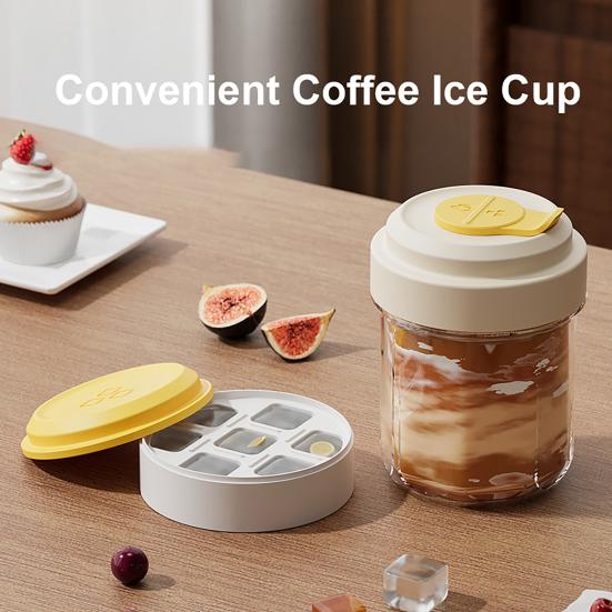Pressemitteilung Eiswürfelform Kaffeetasse Set Tragbarer 2-in-1 Eiswürfelbereiter und 400ml Trinkbecher BPA-frei Tragbarer Eiswürfelbehälter für Eiskaffee