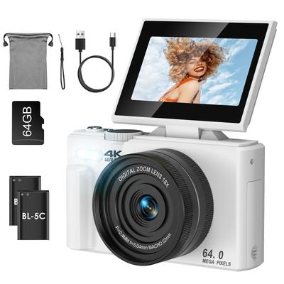 SOPPY 4K Digital 64 Video Großer 64GB Speicher Zwei 1200mAh Japanische Bedienungsanleitung Weiße Kamera, Megapixel, Kompakt, Aufnahme, Autofokus, 3,0-Zoll