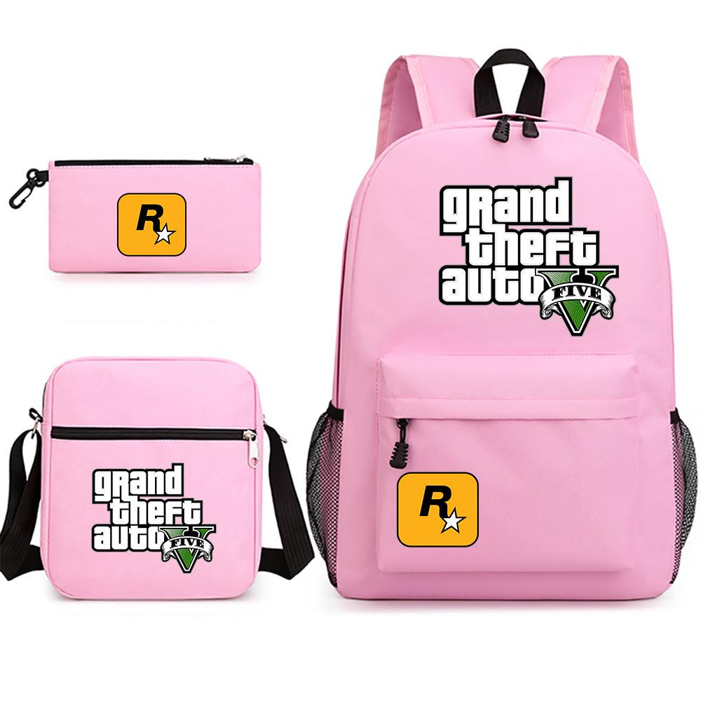Grand Theft Auto Spel Merchandise Mode Student Schooltas Rugzak Schouder Etui 3-Delige Set