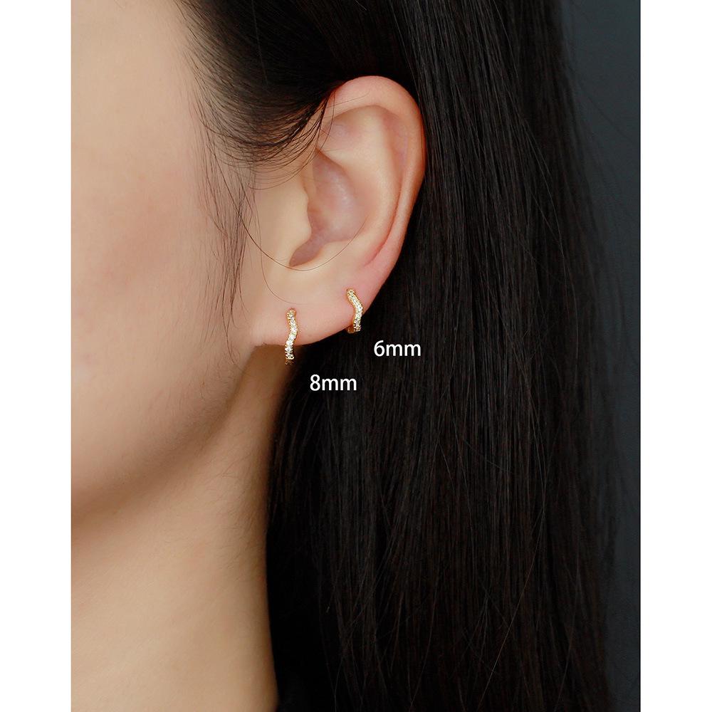 Sterling Silver Wave Ear Cuff with Diamonds - Elegant Stackable Women's Earrings