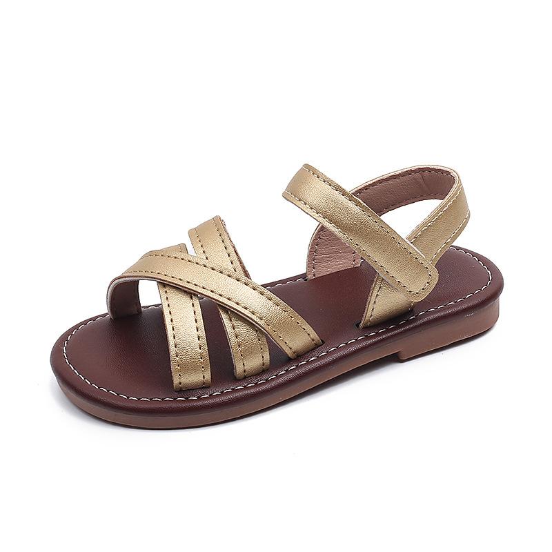 Girls Princess Shoes Korean Style Soild Color Kids Beach Shoes Non-slip Soft Sole 2025 Summer New Girls Sandals Open Toes Sweet