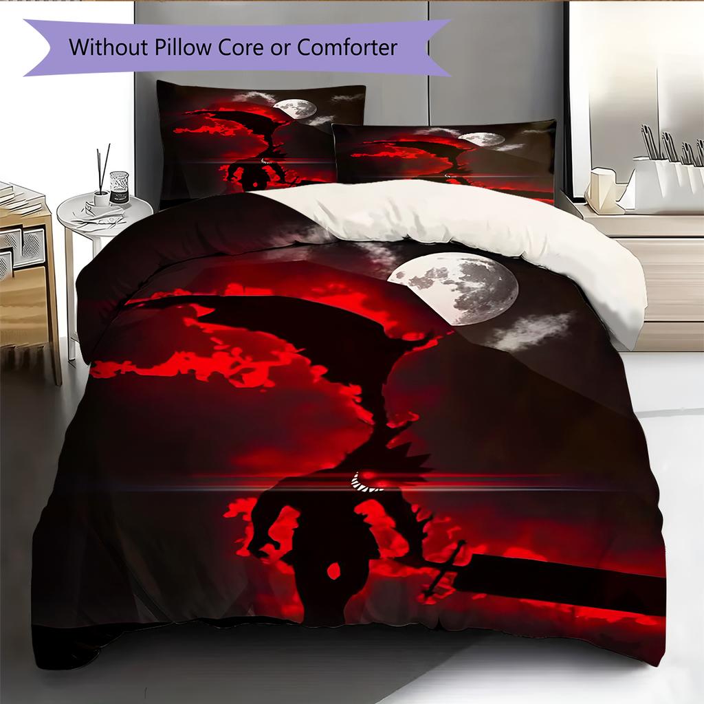 Anime Pattern Bedding Quilt Set Quilt Cover Pillowcase Home Decoration Birthday Gift (1 * Duvet Cover + 2 * Pillowcase, Without Core)