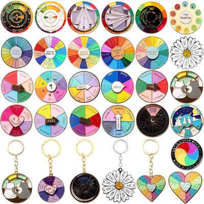 Colorful Rotating Letter Badge Keychain