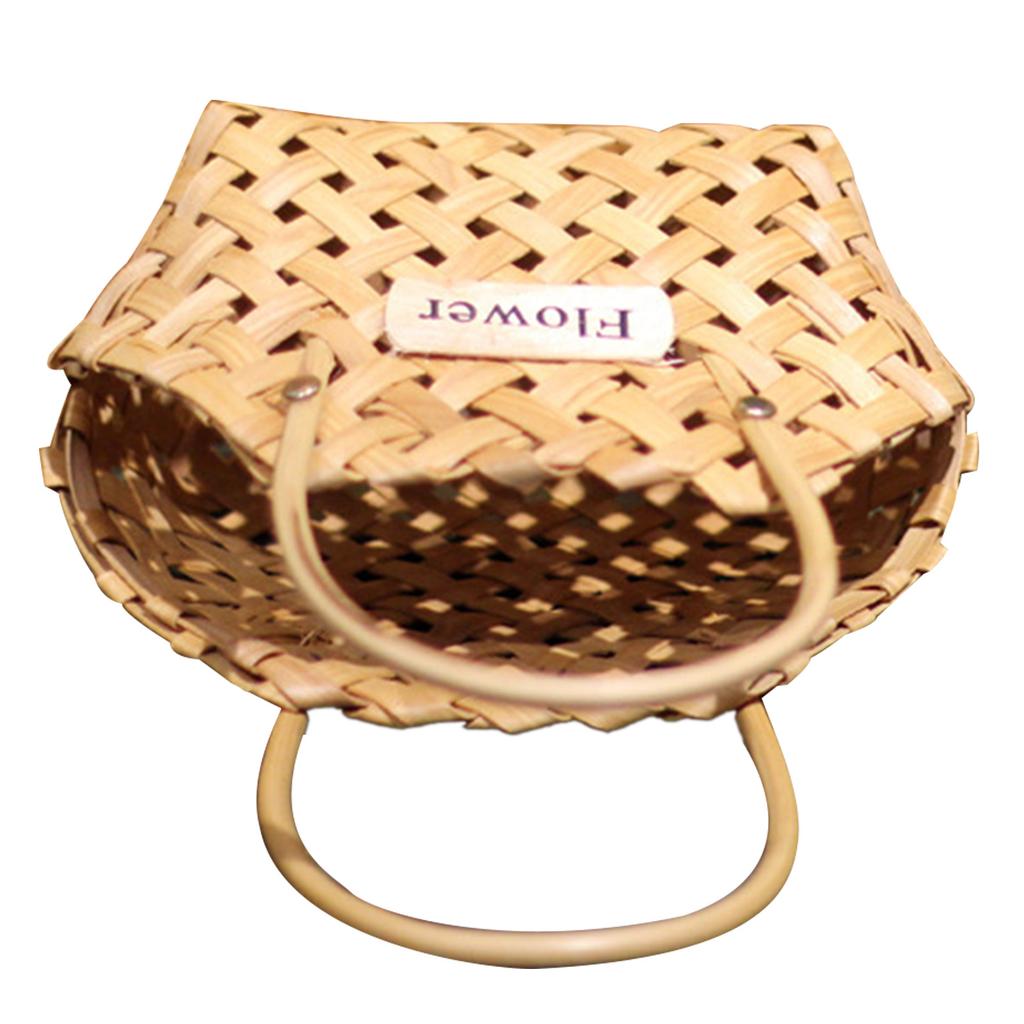Weaved Basket Woven Flower Baskets Wood Storage Basket for Home Decor Shopping Flower Plants Kitchen Storage Basket