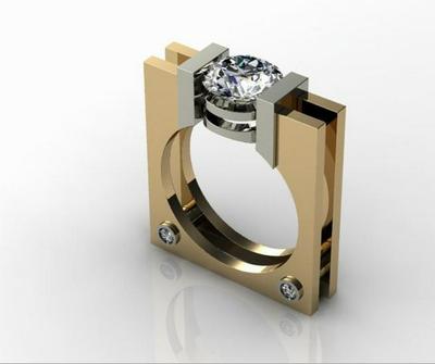 Elegant Green Simulated Diamond Ring with Exaggerated Design