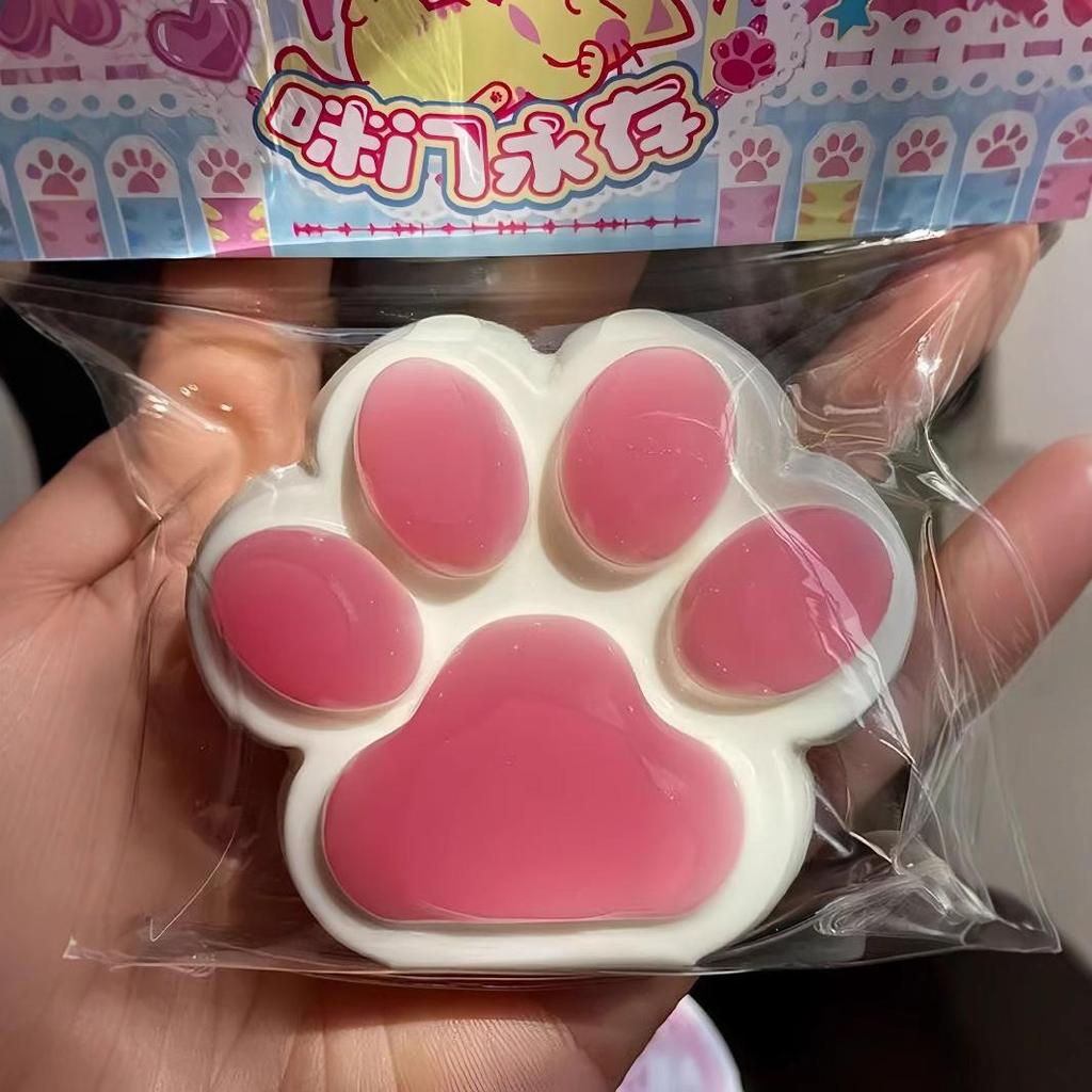 Free Shipping Cat Paw Cement Texture Slow Rebound Toy - Green Grape & Orange Decompression Xiaohongshu Style