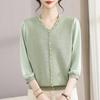 Women's V-neck Knitwear Pullover - Fashionable Casual Comfort for Spring & Autumn