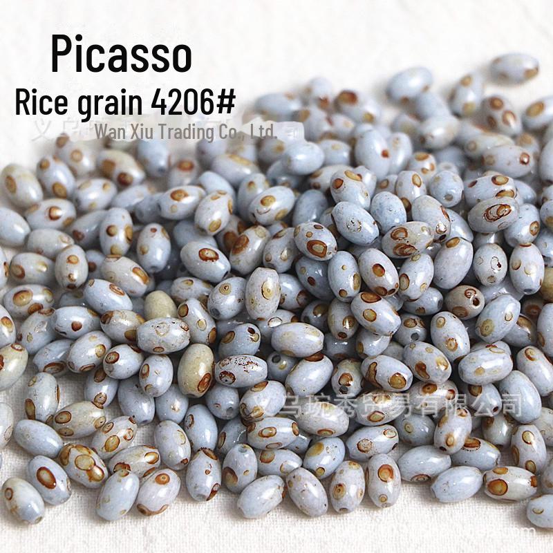 Picasso 4x6mm Ovale Reisperlen für DIY Armbänder & Halsketten