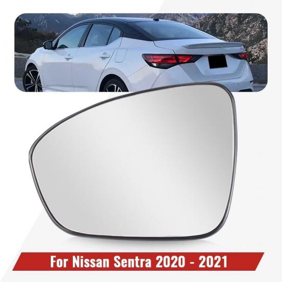 Driver Side Door Mirror Glass Fit for 2020 2021 Nissan Sentra, Non-Heated Rearview Side Mirror Glass with Plastic Backing Plate