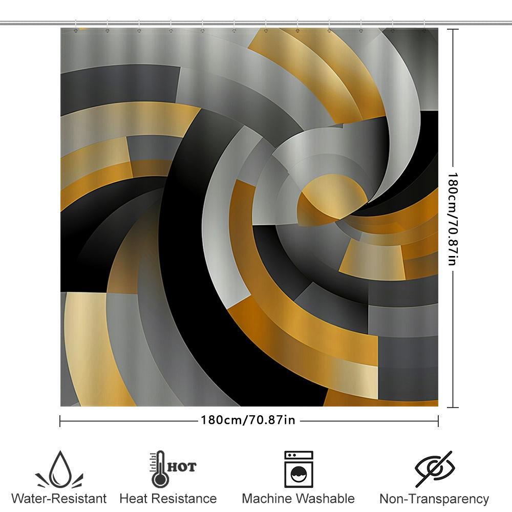 Modern Black Grey Yellow White Geometric Shower Curtain Waterproof Bath Room Decor Home Decoration Customizable Size Options Ava