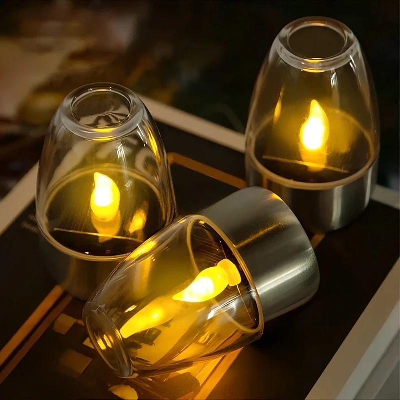 LED Solar Kerzenlicht Flammenlos Wiederaufladbares Nachtlicht Für Hochzeitsfeier Gartendekor Außen Wasserdicht Solar Kerzenlampe