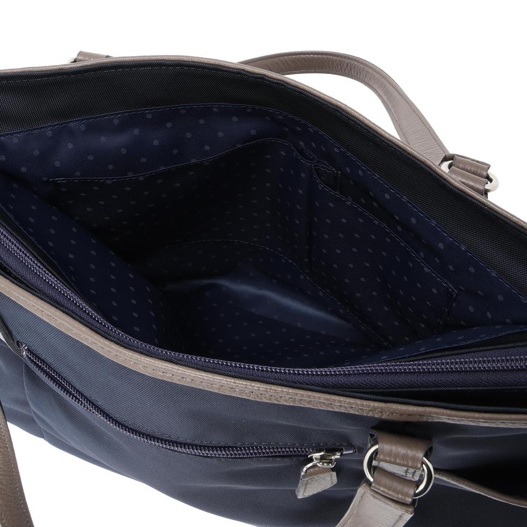 U by Ungaro Plume Tote Made of Nylon and Cowhide Shoulder A4 Made In Navy Bag, Leather, Lightweight, Bag, Size, Women's, Neat, Simple, Casual, Japan,