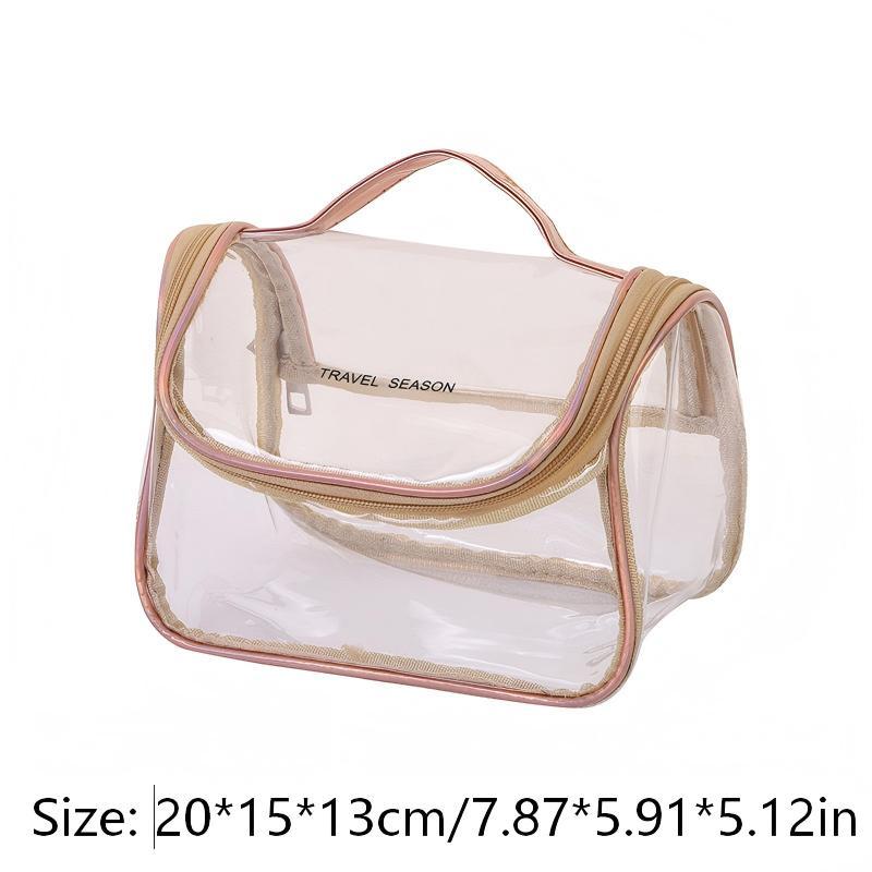 Trendy Laser Transparent Makeup Bag Portable Minimalist Handbag Travel Cosmetic Pouch Waterproof PVC Clear Toiletry Bags