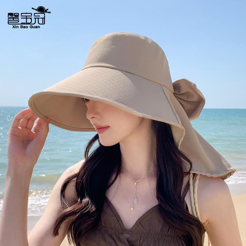 Sommer-Sonnenhut modisch vielseitig Schal mit Krempe Schleife Fischerhut Outdoor Radfahren Bergsteigen Sonnenhut