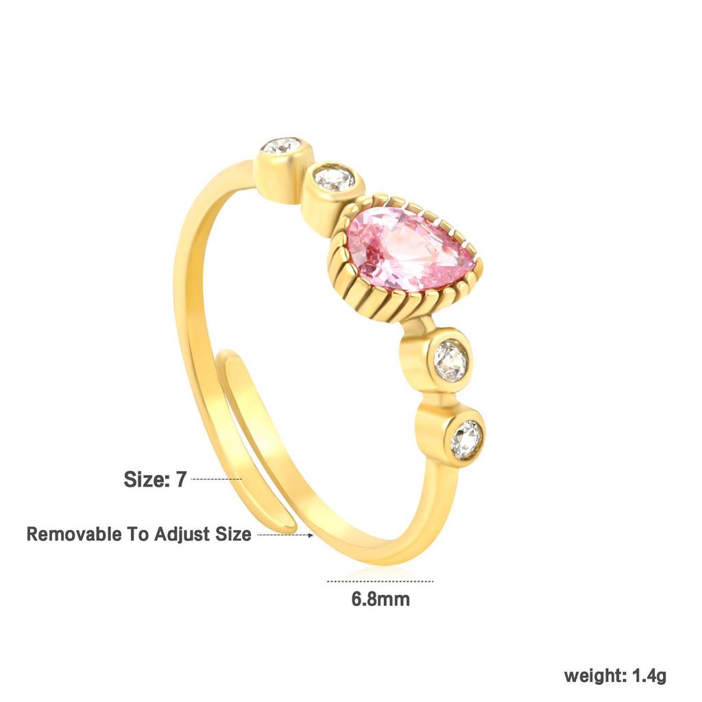Stainless Steel Open Ring with Diamond Design - Women's European and American Fashion Jewelry