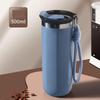 Double-Layer Vacuum-Insulated Coffee Mug with Pull-Up Handle 304 Stainless Steel Thermos Outdoor Portable Sports Water Bottle Solid Color Water Cup