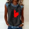 Sleeveless Pullover Casual T Shirt for Women Round Neck Loose Fit Printed Top with Raglan Sleeves and Contrast Trim