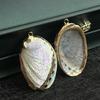 3Pcs, White Shell Zinc Alloy Pendant with Golden Edges, Boho Handmade Irregular Charms for Jewelry Making DIY Necklace Accessories, Unisex Crafts