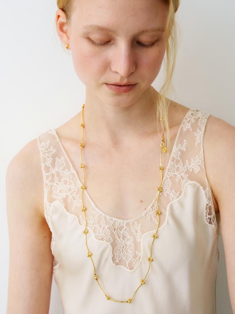 Love Me Monster Two Ball Link Chain Long Necklace (L261Mnk150)