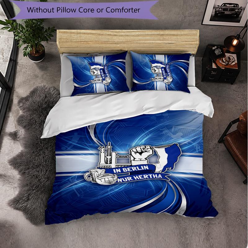 Hertha BSC FC Biancheria da Letto a Tema Set 3 Pezzi Copripiumino Biancheria da Letto Decorativa Per Stanza Adolescenti Decorazione Casa